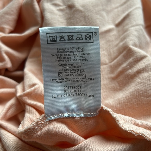 Sezane Amour Libre T Shirt Free Love Cotton Peach Short Sleeve Sz M NEW - Picture 8 of 10
